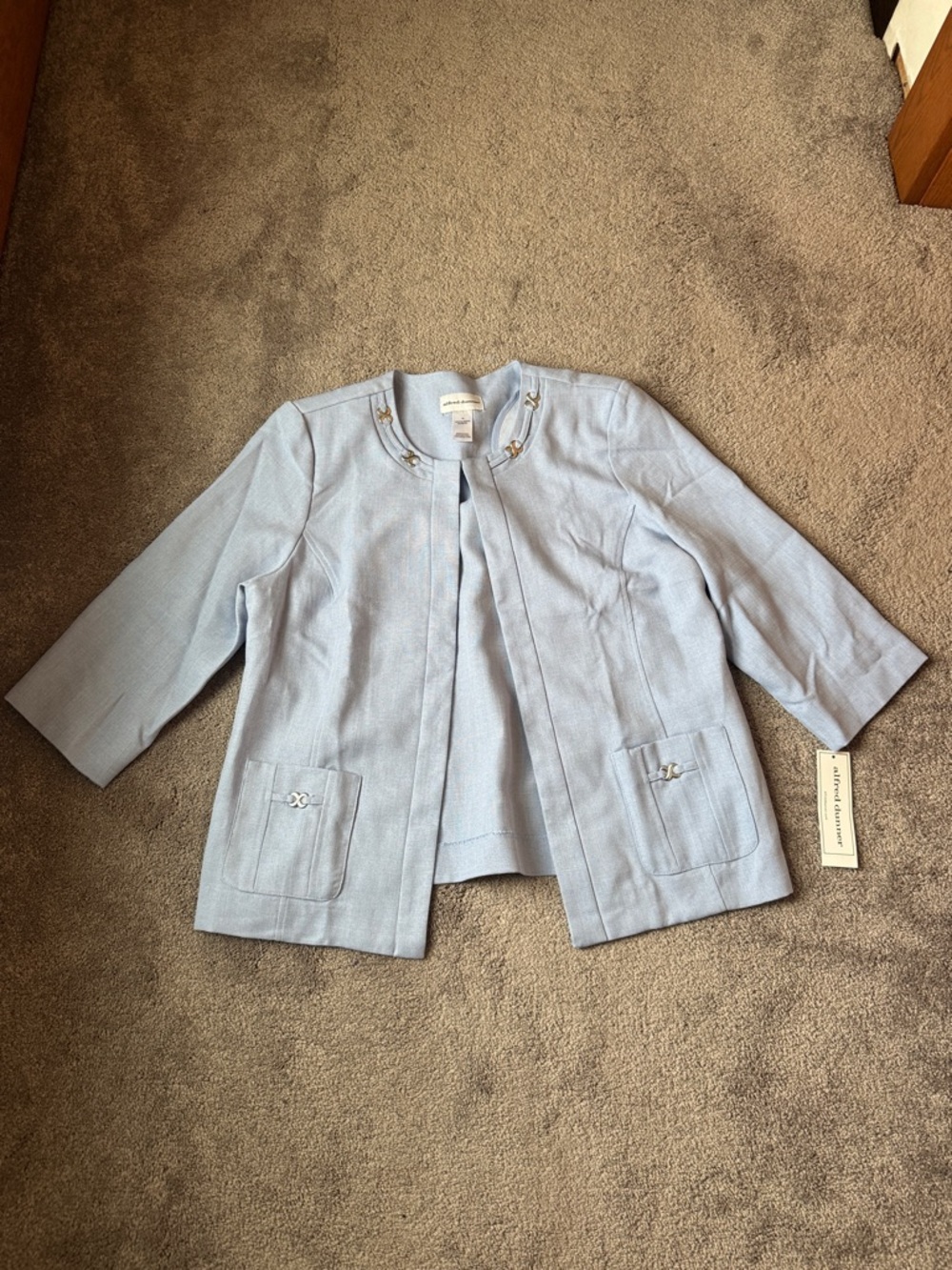 Alfred Dunner NWT Light Blue Embellished Jacket Top Set SIZE 14 Career Chic